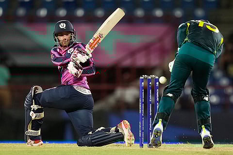 Matthew Cross bats against Australia